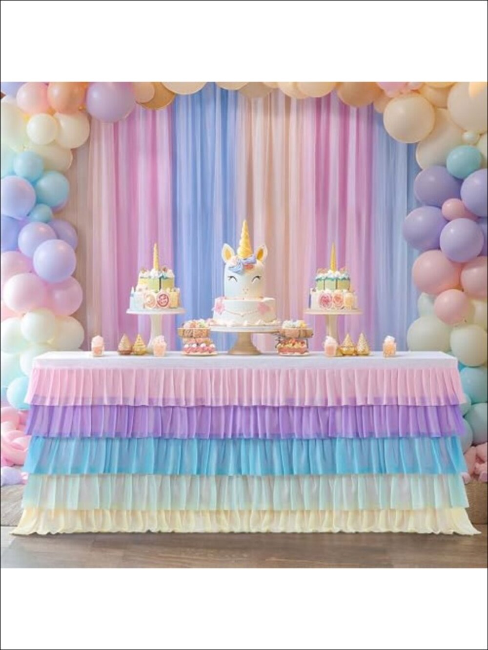 Chiffon Table Skirt Ruffle 6ft Rectangle Table Party Tablecloth